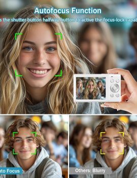 Digital Camera, 4K Vlogging Camera for YouTube Autofocus 48MP UHD Cameras for Photography with Anti-Shake, 16X Digital Zoom Point and Shoot Digital Camera with 32GB Card for Teens Adult Beginner-White