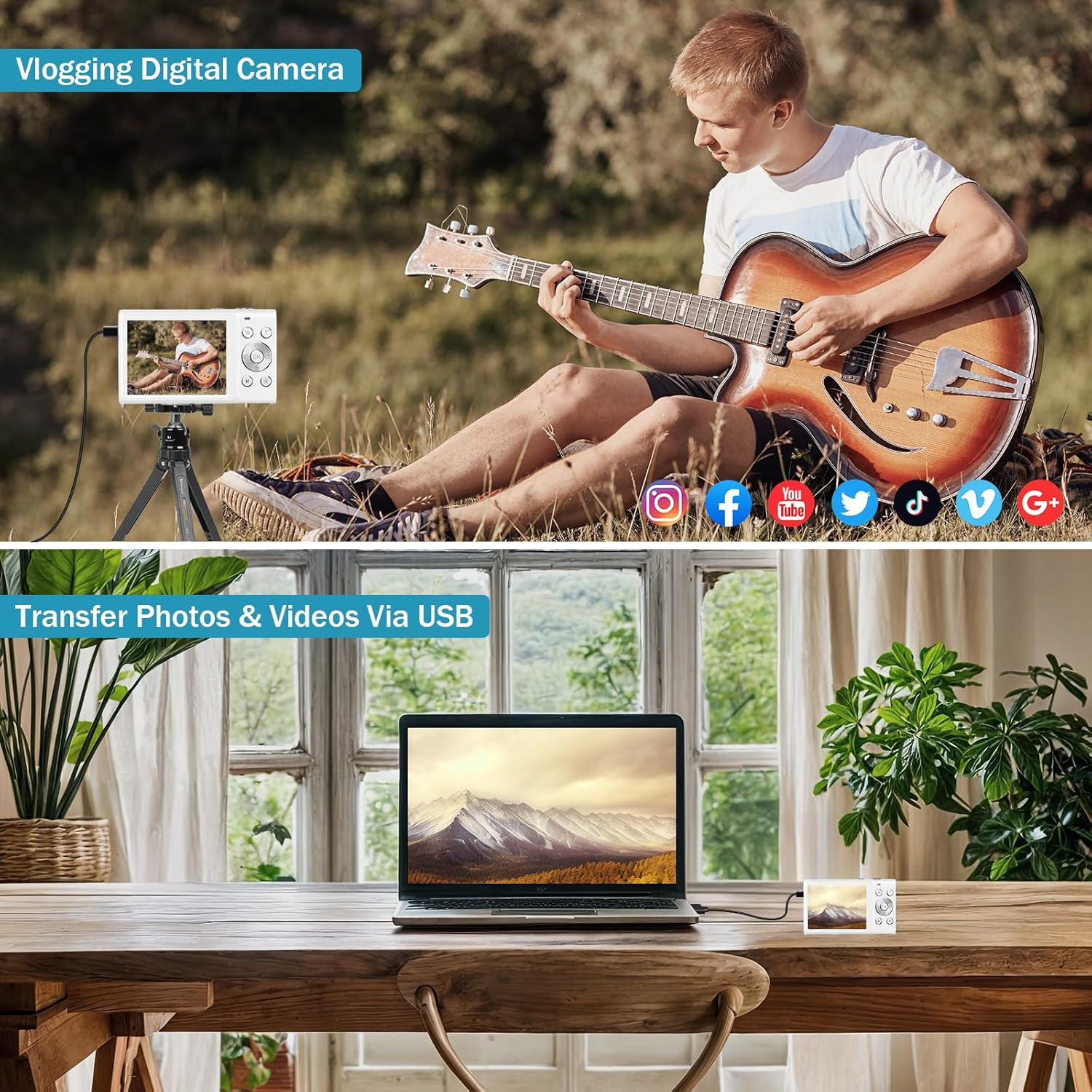 Digital Camera, 4K Vlogging Camera for YouTube Autofocus 48MP UHD Cameras for Photography with Anti-Shake, 16X Digital Zoom Point and Shoot Digital Camera with 32GB Card for Teens Adult Beginner-White - Image 6