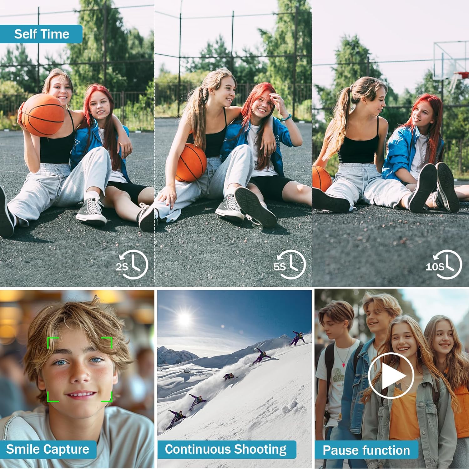 Digital Camera, 4K Vlogging Camera for YouTube Autofocus 48MP UHD Cameras for Photography with Anti-Shake, 16X Digital Zoom Point and Shoot Digital Camera with 32GB Card for Teens Adult Beginner-White - Image 7