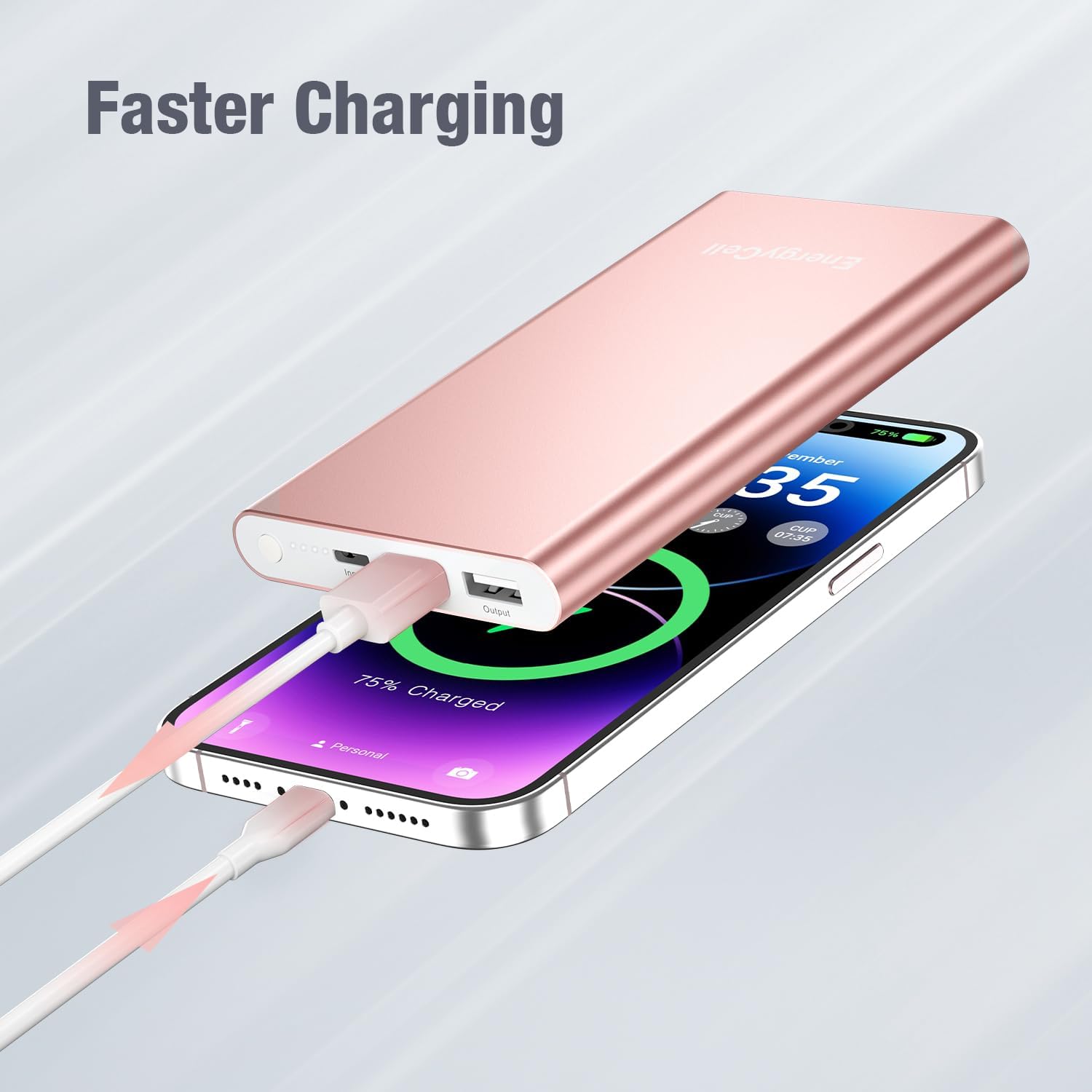 Pilot 4GS Portable Charger 12000mAh Fast Charging Power Bank Dual 3A High-Speed Output Battery Pack Compatible with iPhone 16 15 14 13 12 11 and More(Charging Cable Included (Rose Gold) - Image 3