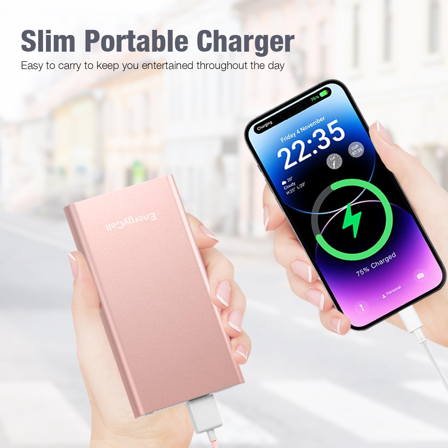 Pilot 4GS Portable Charger 12000mAh Fast Charging Power Bank Dual 3A High-Speed Output Battery Pack Compatible with iPhone 16 15 14 13 12 11 and More(Charging Cable Included (Rose Gold) - Image 5