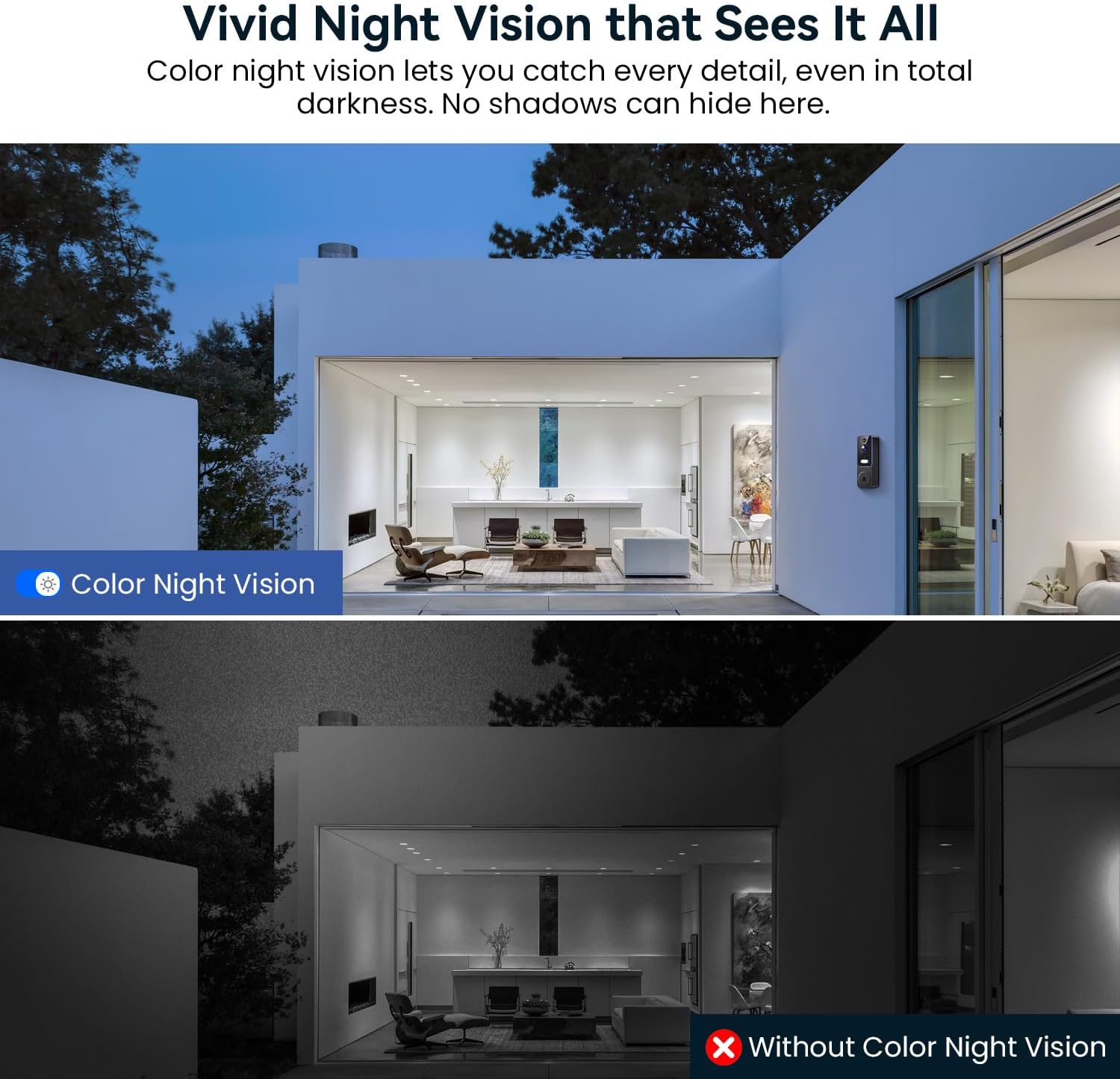 Smart Video Doorbell Camera, Wireless Indoor/Outdoor Surveillance Cam, AI Human Detection, Live View, Included Chime, 2-Way Audio, Night Vision, Cloud Storage Sold Separately, 2.4G WiFi - Image 6