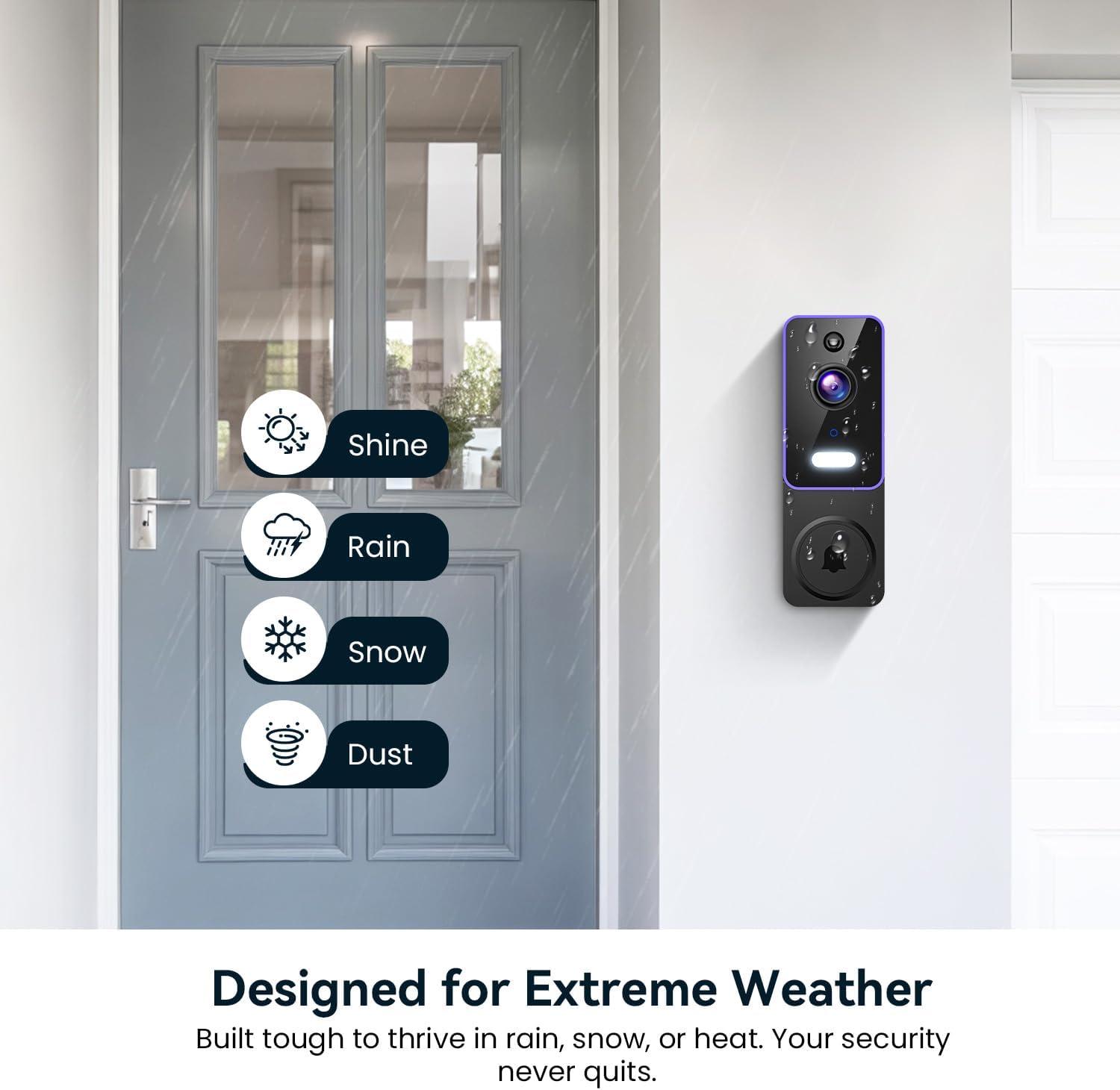 Smart Video Doorbell Camera, Wireless Indoor/Outdoor Surveillance Cam, AI Human Detection, Live View, Included Chime, 2-Way Audio, Night Vision, Cloud Storage Sold Separately, 2.4G WiFi - Image 8