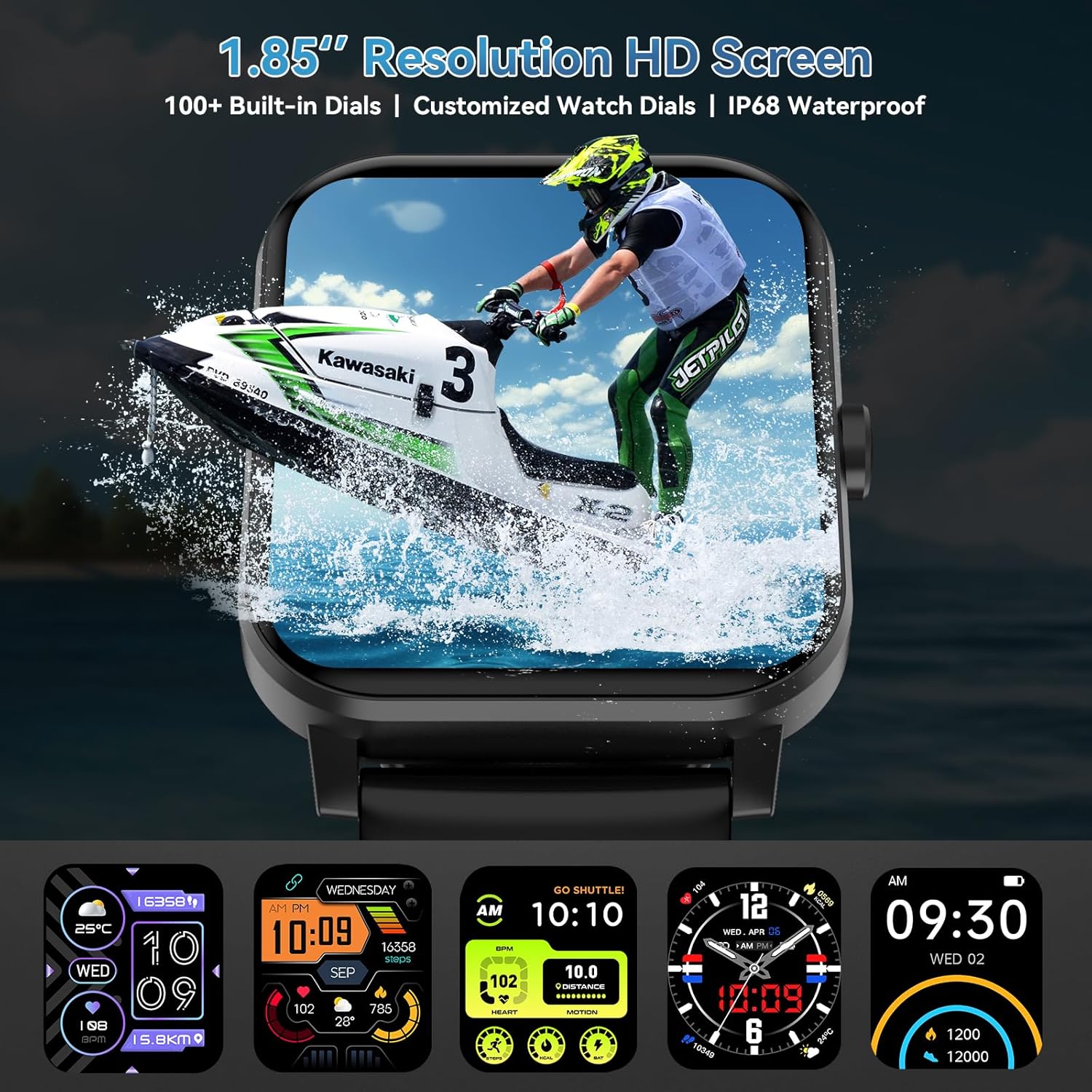 Smart Watch, 1.85" HD Smartwatch for Men Women (Answer/Make Calls), Fitness Watch with Heart Rate/Sleep/IP68 Waterproof/120+ Sports Modes, Pedometer, Android Smart Watch for Android iOS - Image 5